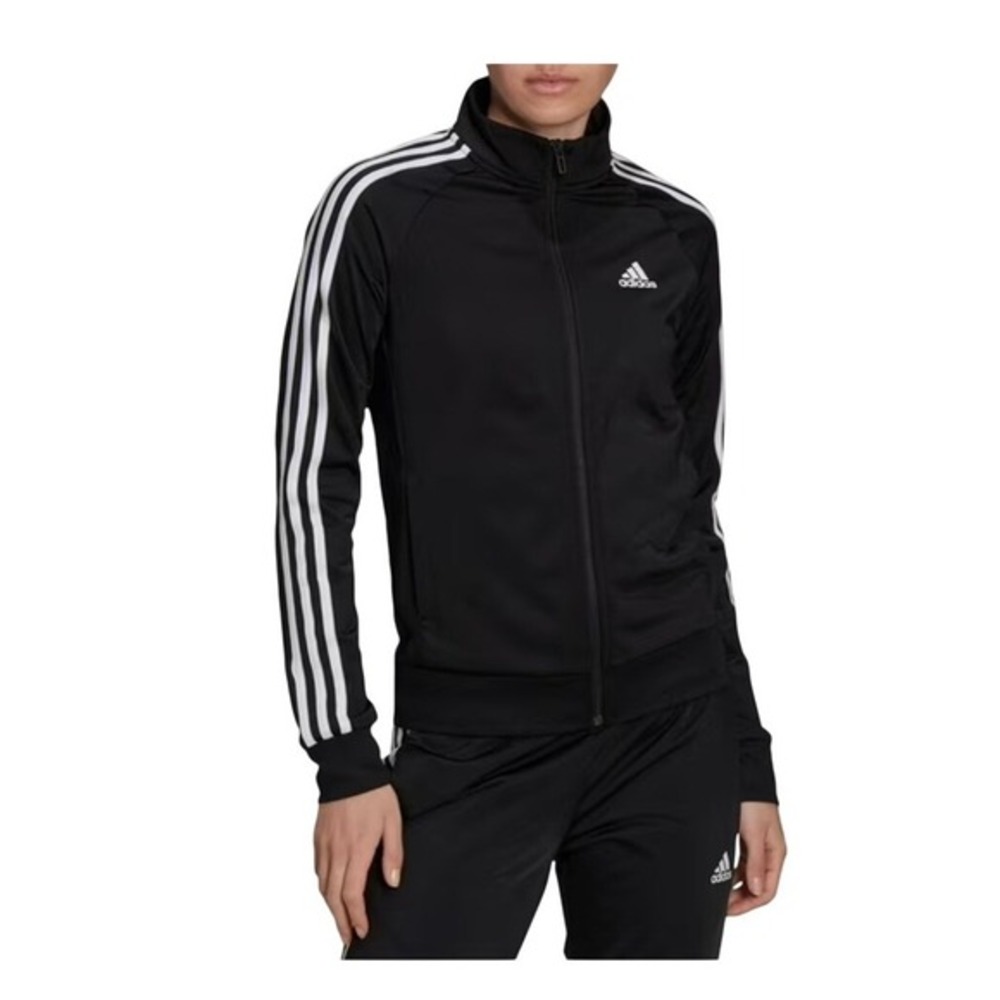 adidas Essential Tricot 3-Stripes Track‎ Jacket Black White Knit L